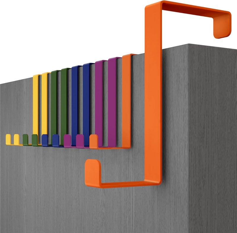 MNZ Wreath Hanger Over Door Hooks – Set of 10, Colourful - Coat Hanger 3.6 cm (1.4") and 4.6 cm (1.8"), 2-Sided Towel Holder, Hooks for Hanging Clothes, Bags and Accessories - Image 1